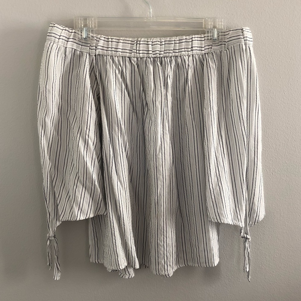 Topshop Striped Off The Shoulder Top